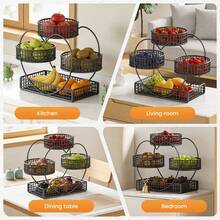 EZIFY Black Heart-Shaped 3-Layer Fruit Bowl Rack - Countertop Storage For Fruits Snacks, Perfect For Party Wedding Picnic Holiday Gift - Black - View 8