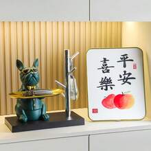 1个法斗犬造型托盘收纳盒，可用于放置钥匙、糖果、珠宝、耳环、存钱罐 - 现代装饰树脂法斗犬摆件，适用于玄关桌、咖啡桌、办公桌、家居装饰 - 均碼 - 查看 1