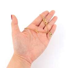 1pc Classic Fashion Initial Infinity Symbol Eye Pendant Golden Stainless Steel Chain Necklaces For Women - Yellow Gold - View 3