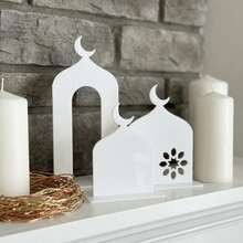 3 Pcs Eid Party Table Centerpieces, Middle Eastern Style Centerpieces, Ramadan Moon Tower Set, Ramadan Table Sign, Three-Dimensional Castle Acrylic Mirror Table, Festive Home Decoration Tabletop Ornaments, Ramadan Supplies, Study Decoration