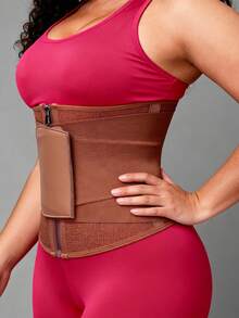 1pc Classic Drawstring Waist Belt, With Hook And Loop And Zipper Dual Closure Design, Cinches Waist To Create A Slender Silhouette - Multicolor - View 8