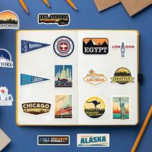 30pcs Retro World Landmarks Stickers Laptop Bicycle Guitar Skateboard Sticker DIY Graffiti Waterproof Stickers - Multicolor - View 7