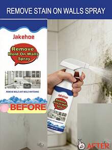 jakehoe 1瓶/120毫升霉菌清除剂，有效清洁浴室、卧室墙壁上的污渍和霉菌，快速分解各种污垢和霉菌，提供持久的防霉效果，易于擦拭，适用于乳胶漆、瓷砖、玻璃和其他墙面。 - 彩色 - 查看 2