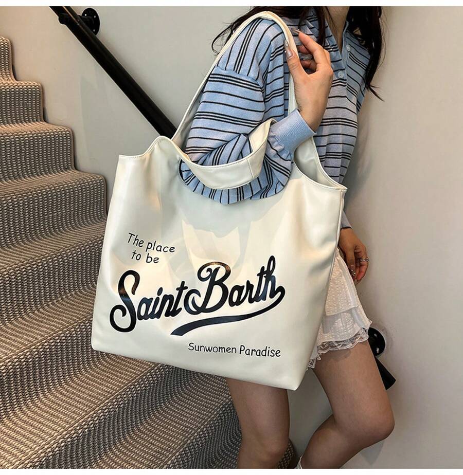 2025 New Large Capacity Bag For Women, Niche Design, Versatile Letter Handbag, Commuter Shoulder Bag - White - View 1