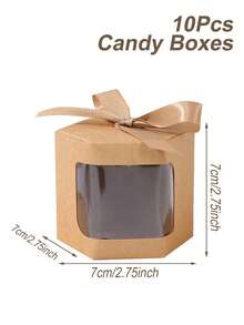 10pcs Kraft Paper Hexagon Window Cake Boxes, Brown Hexagon Kraft Paper Window Cake Boxes, Baking Packaging Gift Boxes, Mini Cupcake Boxes, Surprise Small Gift Decoration Wedding Candy Boxes, Birthday Party Favor Packaging Boxes, Baby Gender Reveal Party Gift Boxes, Party Favor Packaging Decoration Boxes, Party Small Gift Boxes - Brown - View 4