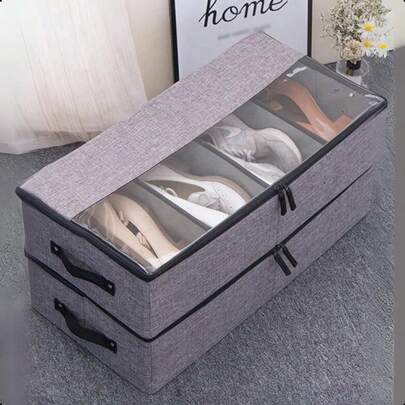 KIT 2 Caixa organizadora sob a cama com 4 tampas e divisórias ajustáveis para sapatos e roupas