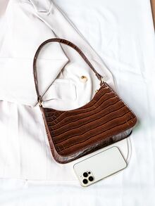 Fashionable Minimalist One Shoulder Underarm Baguette Bag For Daily Use - Brown - View 3
