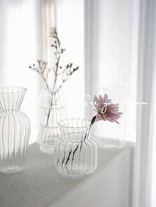 1 chiếc bình hoa mini bằng thủy tinh trang trí, giá đỡ hoa trong suốt, vật dụng cắm hoa để bàn kiểu Trung Quốc/Nhật Bản. - Màu trong suốt - Xem 1