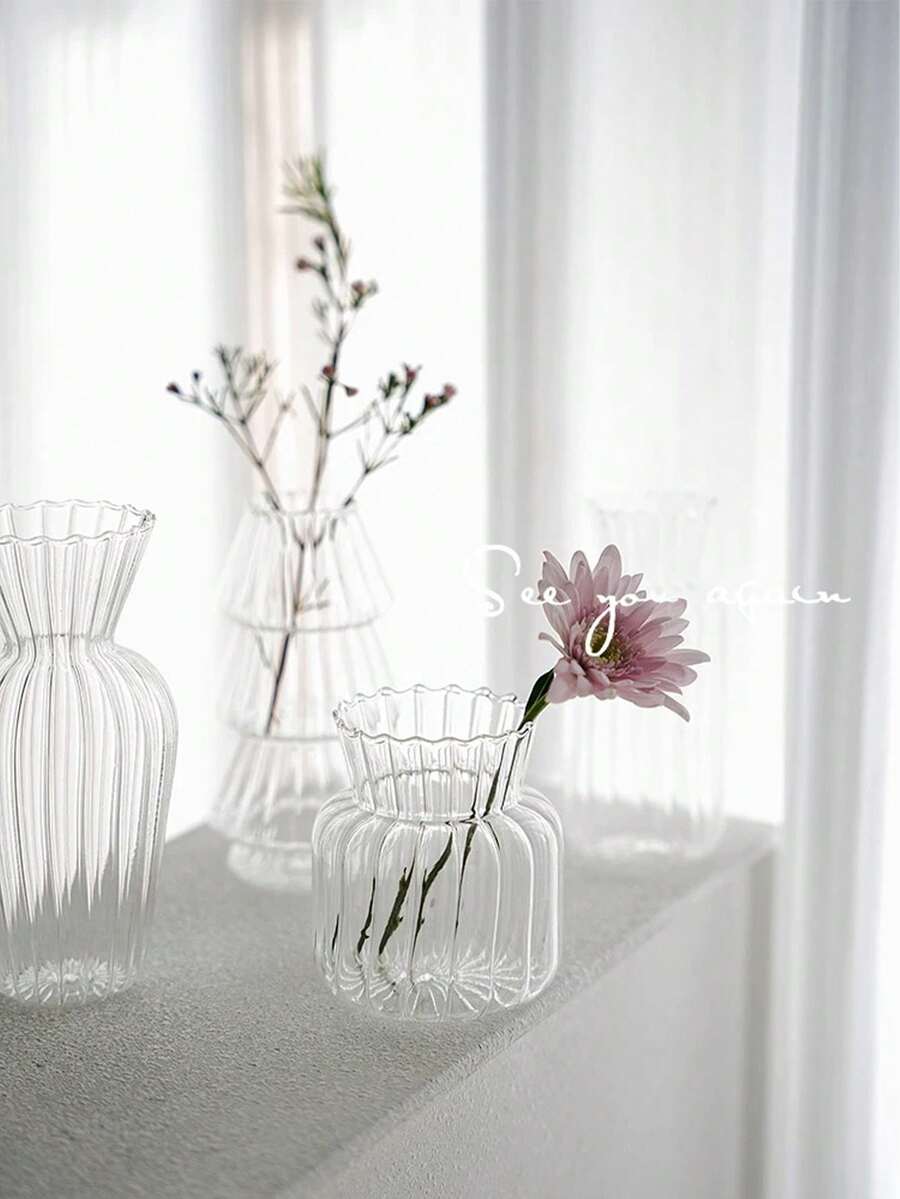 1 chiếc bình hoa mini bằng thủy tinh trang trí, giá đỡ hoa trong suốt, vật dụng cắm hoa để bàn kiểu Trung Quốc/Nhật Bản. - Màu trong suốt - Xem 1