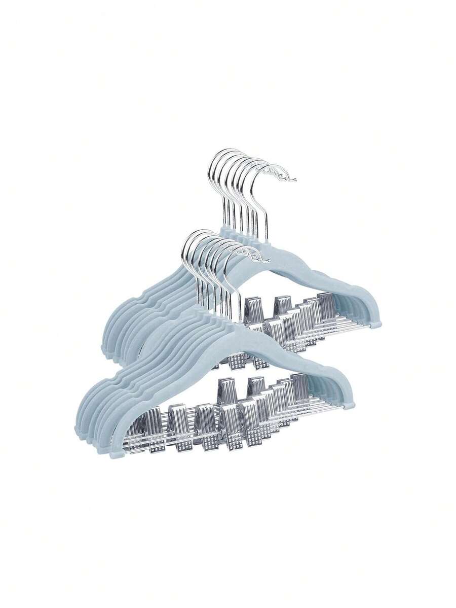 Hangers, 24 Pack Pants Hangers With Clips, Non-Slip Clothes Hangers, Heavy-Duty Hangers For Shirts, Pants, Skirts, Dresses, Jackets, Coat (Blue),39830292 - 藍色 - 查看 1