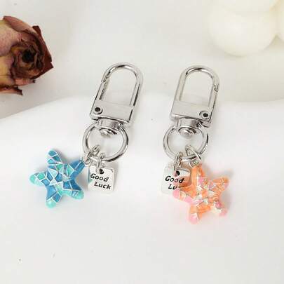 1pc Women's 3D Starfish Keychain, Good Luck Alloy Pendant Key Chain, Creative Bag Charm