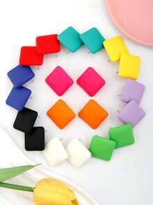 Betykuku 9 Pairs Colorful Heart Shaped Stud Earrings, Minimalist & Fashionable For Casual Daily Wear - square - View 9