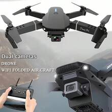 Drone E88 con cámara hd - quadrocopter plegable con control remoto + conjunto completo de accesorios de aventura, función de punto de navegación, retención de altura, más fácil de usar, regalos de navidad, vacaciones/regalos de cumpleaños necesarios - Negro - Ver 5