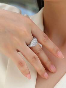 Nhẫn Moissanite bạc 925 cao cấp dành cho nữ, không gây dị ứng, thích hợp làm nhẫn đính hôn/cầu hôn, quà tặng ngày Valentine/sinh nhật, hộp quà chống oxy hóa. - Bạc - Xem 5