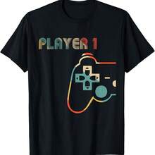 Matching Video Gamers Couple Player 1 Player 2 T-Shirt - Green - View 1