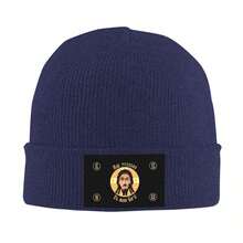 Russian Orthodox Jesus Knitted Hat For Women And Men, Beanies Winter Hat, Acrylic Base Jesus Religious Faith Face Hip-Hop Hat, No Battery - 藏青 - 查看 13