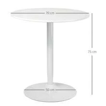 Round Dining Table Ø70 X 75 Cm, Modern Kitchen Table For 2 People, Central Pedestal Table With Steel Legs And Non-Slip Footrest - White - View 3