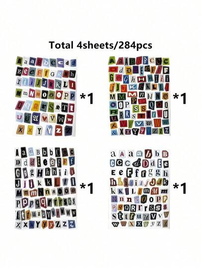 4pcs Vintage Magazine Letter Stickers Scrapbook Alphabet Stickers Classic Ransom Alphabet Stickers Perfect For Planner Supplies, Journals, Notebooks, Water Bottles, DIY Crafts, Gifts Planner Scrapbooking Material Set Scrapbook Alphabet Stickers Perfect For Valentine's Day Gifts To Planner Enthusiasts, Artsy Besties, And Creative Souls. Spell Out Your Unique Confession With Letters, Decorate Presents, Craft Keepsake Albums-Making Every Gesture One-Of-A-Kind. These Charmingly Romantic Little Gifts Are Utterly Heartwarming.