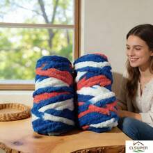 1包冰棒色粗毛线，多色雪尼尔毛线，适合手工编织；蓬松柔软超粗毛线，适合钩编；超粗毛线，适合手臂编织；拇指毛线，适合DIY毯子、宠物床、地毯、枕头和其他家居装饰品（17.64盎司/500克）