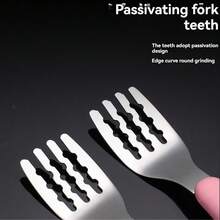 2pcs/Set Stainless Steel Children's Cutlery Set, Spoon And Fork, Baby Tableware Gift - Multicolor 1 - View 6