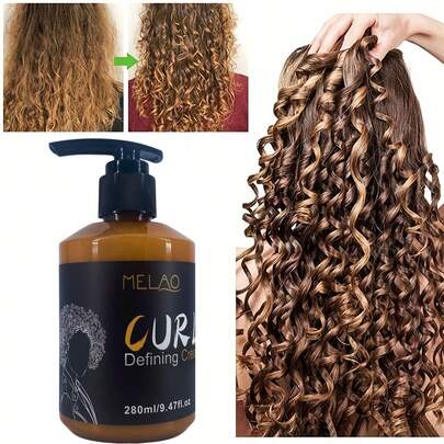  MELAO Natural Curl Defining Cream - Lightweight Moisturizing Curl Cream, Creates Defined Curls, Smooths Frizz, Soft Hold - 280ml/9.47 Fl Oz