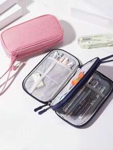 1 pieza Bolsa de almacenamiento de nailon multifuncional, organizador de cables digitales, bolsa organizadora de accesorios electrónicos portátiles, adecuada para disco duro externo, batería portátil, auriculares y cargadores, fundas de teléfono, auriculares inalámbricos, auriculares Bluetooth, auriculares supraaurales, auriculares, adecuada para uso empresarial, viajes, escuela, universidad, oficina, útiles escolares, esenciales de vuelta a la escuela - Multicolor - Ver 3