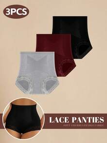 MIOTAN 3条装女士高腰三角裤，显瘦、时尚性感、交叉绑带设计，日常内裤 - 彩色 - 查看 7