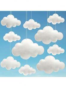 1件白色云朵装饰，适用于婚礼、生日、派对背景，营造房间氛围，适合DIY派对、主题派对，室内天花板悬挂装饰，家居装饰 - 彩色 - 查看 2
