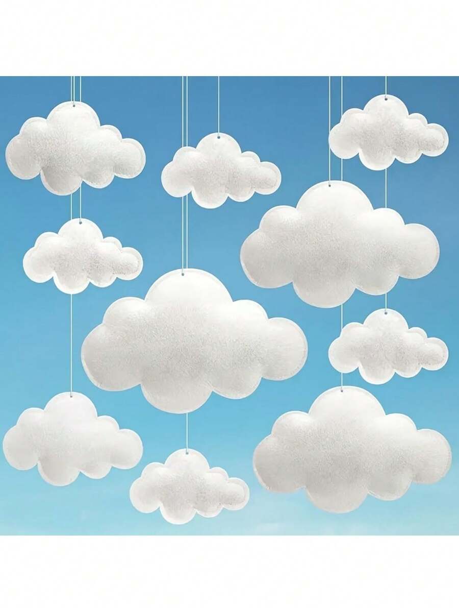 1件白色云朵装饰，适用于婚礼、生日、派对背景，营造房间氛围，适合DIY派对、主题派对，室内天花板悬挂装饰，家居装饰