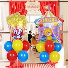17 piezas Conjunto de globos de fiesta de carnaval, incluye palomitas de maíz, león, globos de lámina con forma de escenario de circo, adecuado para decoración de fiesta de cumpleaños, decoración de fiesta de cine, decoración de tema de carnaval, decoración de fondo de actuación de circo, decoraciones de fiesta - Multicolor - Ver 3