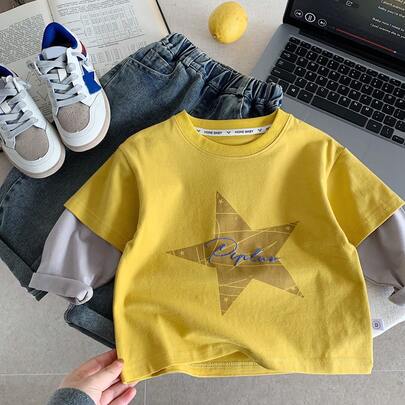 Suéter informal de manga larga con bloques de color de moda para niños pequeños, nueva colección primavera 2026