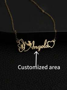 Customized Elegant & Cute Butterfly Name Necklace, Stainless Steel Pendant Necklace, Perfect Gift For Valentine's Day, Christmas, Back To School Fashion - Multicolor - View 5