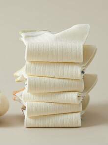 6 Pairs Women's Basic Striped Ankle Socks, White - White - View 4