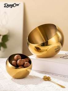 Dengcoo 1件不锈钢餐盘，斜边碗，甜点碗，蛋糕碗，布丁船和小吃盘，适合节日招待客人、派对聚会和花园下午茶 - Bowl - 查看 6