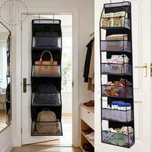 1pc Over-The-Door Snack & Cosmetic Organizer Rack, Large Capacity Mesh Storage Rack With Transparent Pockets, Suitable For Kitchen, Bathroom, Closet, Bedroom, Dorm, Diaper & Toy Storage - Black - View 5