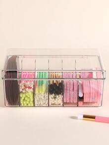 One Piece Transparent Portable Eyelash Extension And Storage Box With Lid - Dustproof Makeup ToolsStorage Box, Storage Box For Jewelry Hair Accessories And Small Items, Portable Storage Organizer, Ideal For Beauty Products, Cosmetics Storage Box - 透明 - 查看 4