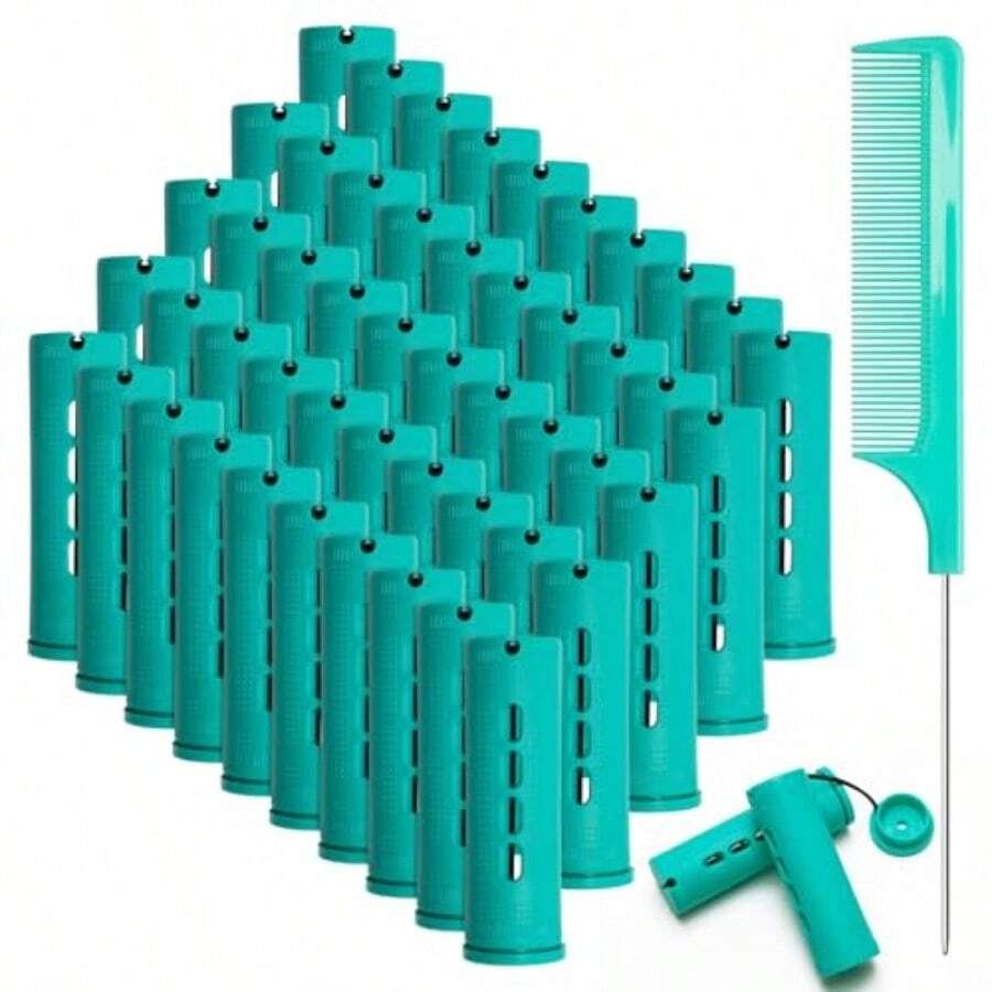 YQQ 50 Pcs 1 Inch Perm Rod Set For Nature Hair Cold Wave Rods For Short Hair Hair Curling Rollers Heatless Perming With Pintail Comb2179 - 1inch - View 1