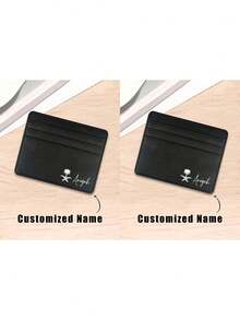 Customized Name Black Card Holder, Large Capacity, Compact Design, Multiple Card Slots, Small And Exquisite PU Leather Card Holder For Women, Unisex, Suitable For Daily Use, Dates, Birthdays, Holidays, Back To School, Summer, Beach, Travel, Commuting, Business, Students, Picnics, Camping, Grocery Shopping, Halloween Gift, Easter Gift. Minimalist RFID - Multicolor - View 14
