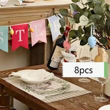 1/2/4/6/8/300 Pcs Luxury Placemat Set, Featuring Modern Minimalist Easter Bunny Pattern Design. Size: 12*18 Inches/30*45 Cm, Multiple Patterns Available, Suitable For Easter Dining And Home Decor. - Multicolor - View 23