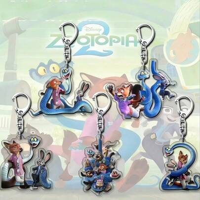 Móc khóa hoạt hình nổi tiếng, móc khóa nhựa Nick và Judy, quà tặng tiệc tùng, phụ kiện trang trí