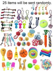 5/7/16/25 Peças Conjunto de Brinquedos para Mastigar de Gato e Cachorro, Corda, Borracha, Brinquedos Interativos de Quebra-cabeça para Filhote, Teddy, Entrega Aleatória - Multicolorido - Visão 11