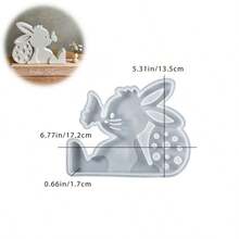 1pc Rabbit & Butterfly Silicone Mold, DIY Creative Easter Bunny Decor Plaster Mold, Holiday Home Decor/Gift Epoxy Resin Mold, Handcraft Casting Mold, Art Plaster Decorative Mold - White - View 2