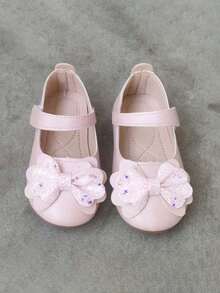 1 Pair Toddler Girls' Cute Princess Leather Shoes, Infant Baby Non-Slip Soft Bottom Walking Shoes, Versatile Children Flat Mary Jane Shoes, Hook And Loop Easy On/Off, Suitable For Spring, Summer, Autumn - Pink - View 5