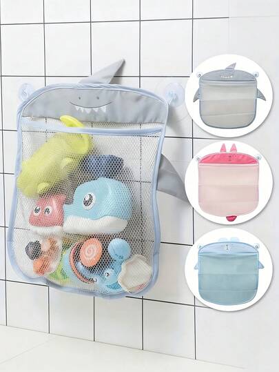 1个可爱卡通彩色网状浴室收纳袋，多功能悬挂式整理篮，带玩具网和淋浴配件挂钩，是提高空间利用率的理想之选，也是送给家人和朋友的完美浴室礼物。