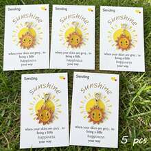 1/2/5pcs Set Energetic Sun Keychain, Mini Bag Charm Accessory, Comes With Motivational Sun Card, Suitable As Encouragement Gift For Family, Friends, Colleagues And Employees, Also A Gift Full Of Energy - Multicolor - View 6