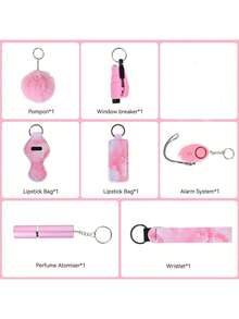 Women's Multi-Functional Self-Defense Keychain - Includes 8 Highly Practical Keychains Such As Window Breaker, Perfume Holder, Alarm, And Retriever Tool. An Ideal Gift For Girlfriends, Mothers, Colleagues And Friends To Protect Their Safety. - Multicolor - View 6