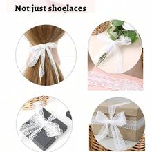 2 Pairs Lace Shoe Laces Sneakers 2.5cm Wide White Lace Shoelaces Sneakers Womens Cute Laces Shoe String 47 Inch 120cm Long Fancy Hollow Flat Shoestrings Women - Initial - View 5