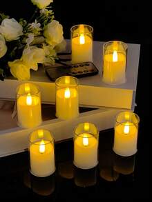 6/12/24 pièces Bougies sans flamme scintillantes avec télécommande, bougies électroniques de petite taille (livrées avec piles) de 4 cm x 6 cm, effet de flamme 3D, minuterie 2/4/6/8 heures, bougies LED miniatures, convient pour la décoration de la maison, le mariage, la fête, la table à manger, le jardin, la Saint-Valentin - transparent - Voir 5