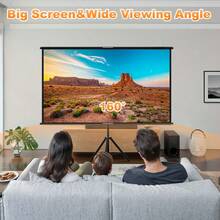 YJMOYE 80-Inch Projection Screen With Stand, 16:9 Portable 4K HD PVC Projection Screen, Tripod Projection Screen With Carrying Bag, Suitable For Indoor And Outdoor Movie Nights, Wrinkle-Free - White - View 4