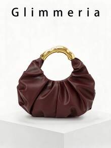 Elegant Burgundy Niche Design Cloud Handbag, Fashionable Minimalist Commuter Tote Bag, Autumn/Winter New Arrival - Burgundy - View 2